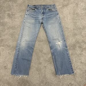Vintage Levis 501 XX Jeans 34x34 Men Blue Button Fly Made in USA 90s Distressed